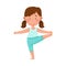 Little Girl Character Practising Yoga Stretching and Breathing Vector Illustration