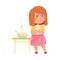 Little Girl Character Showing Dislike Towards Porridge Vector Illustration