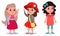 Little Girl Characters Dressed in Fashionable Garment Vector Set