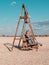 Little girl chilling resting in beach chair Happy child smiling relaxing enjoying life sun fresh air. Autumn travel