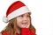 Little girl in Christmas hat