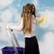 Little girl cleans sky