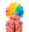Little girl in clown wig