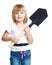 Little girl with a construction shovel.