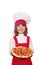 Little girl cook with pizza