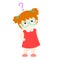 Little girl copper hair wear glasses wondering cartoon character