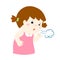 Little girl coughing cartoon.