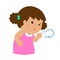 Little girl coughing cartoon.