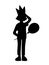 Little girl in crown with balloon in her hand. Stencil. Vector illustration of black silhouette of little girl isolated