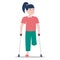 Little girl on crutches vector isolated. Injured kid