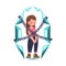Little Girl in Crystal with Chains Having Problematic Communication with Parent Vector Illustration