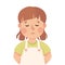 Little Girl Demonstrating Guilty and Sad Facial Expression and Emotion Vector Illustration