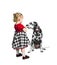 Little girl and a dog dalmatian