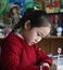 Little girl doing homework at home