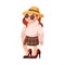 Little Girl Dress Up as Adult Wearing Oversized Clothes Vector Illustration
