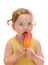Little girl eating colorful icelolly