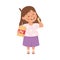 Little Girl Eating Sweet Peanut Butter with Happy Face Enjoying Sugary Treat Vector Illustration