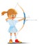 Little girl is engaged in a sports archery