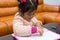 Little girl enjoying drawing pictures