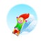 Little girl enjoying a sleigh ride. Child sledding. Toddler kid riding a sledge. Children play outdoors in snow. Kid