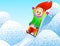 Little girl enjoying a sleigh ride. Child sledding. Toddler kid riding a sledge. Children play outdoors in snow. Kid sled in the