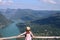 Little girl enjoys the view from the viewpoint Tara mountain