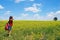 Little girl explores nature