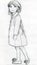 Little girl in a fancy coat - pencil sketch
