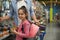 Little girl with father choosing school stationery