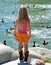 Little girl feeding ducks 1