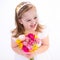 Little girl with flower bouquet