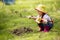 Little girl in garden