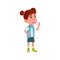 little girl gesturing ok and approving good choice of ice cream taste cartoon vector