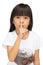 Little girl gesturing silence sign