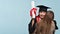 Little girl graduate celebrating graduation