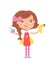 Little girl with hairdresser profession. Cute kid with professional occupation vector illustration. Child doing haircuts