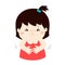 Little girl having stomach ache cartoon .