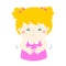 Little girl having stomach ache cartoon .