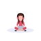 Little girl headphones sitting pose isolated using tablet female faceless cartoon character flat