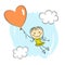 Little girl with heart balloon