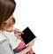 Little girl and her beautiful young mom are using a digital tablet