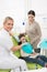 Little girl with her mother at dentist\'s office