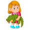 A little girl holding crocodille