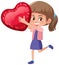 Little girl holding an inflatable heart