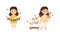 Little Girl Holding Love Earth Garland and Pulling Trolley with Flowers in Pot Caring About Nature and Planet Vector Set