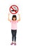 Little girl holding a no smoking sign