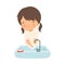 Little Girl Holding Soap Washing Her Hands in the Sink Vector Illustration