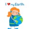 Little Girl Hug Globe Embrace Earth Day Love