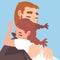 Little girl hugs dad with love vector illustration