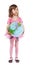 Little girl with inflatable ball-globe.